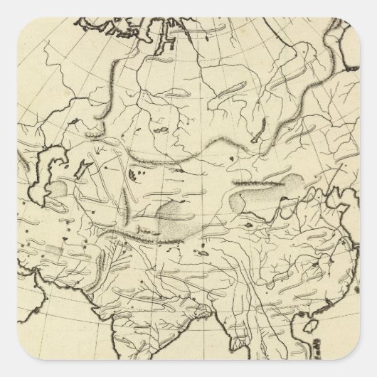 アジアのアウトライン地図 スクエアシール (正面)