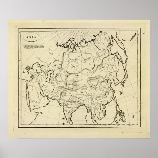 アジアのアウトライン地図 ポスター (正面)