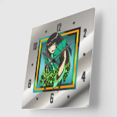 アジアのアニメ少女の壁時計 スクエア壁時計 (傾斜)