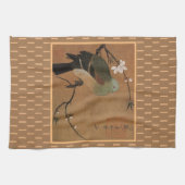 アジアのアートピジョンオンさくらんぼツリーの枝 キッチンタオル (横)