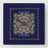 アジアのアールデコ伝統的宝石 スクエア壁時計 (正面)