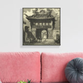 アジアのインペリアル寺院（白黒） キャンバスプリント (インサイチュ (リビング))