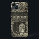 アジアのインペリアル寺院（白黒） iPhone 13ケース<br><div class="desc">訪問者は、このアジアのインペリアルテンプルの前に集まり、入力する準備ができている。プリント素晴らしは白黒で行われ、全体の作品与えは、それが描かれている時間を模倣した古代の外観である。これを壁に置いて楽しむ!</div>
