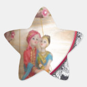 アジアのウェディングカップル ハートスウィングアートプリント/ 星シール (正面)