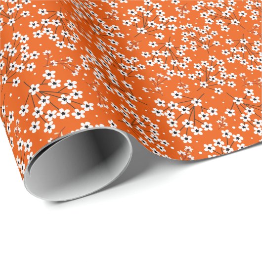 アジアのエレガンス:レッドフローラシームレスプリント ラッピングペーパー (ロールコーナー)