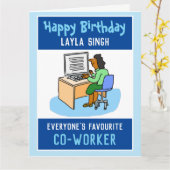 アジアのオフィスの同僚へのハッピーバースデー カード (黄色い花)