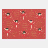 アジアのクリスマスバレリーナをパーソナライズ ラッピングペーパーシート (正面2)