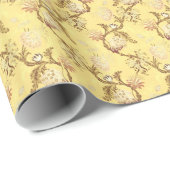 アジアのシルクスクリーン黄色の寒いヴィンテージ素敵なシック ラッピングペーパー (ロールコーナー)