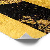 アジアのシンボル金ゴールドストライプブラックのウォールアート ポスター (角)