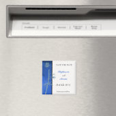 アジアのダブルハピネス竹の青の日付を保存 マグネット (インサイチュ (食洗機))