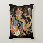 アジアのドラゴンと花 アクセントクッション (正面(垂直))