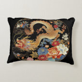 アジアのドラゴンと花 アクセントクッション (裏面)
