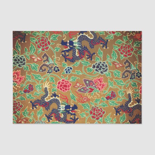 アジアのドラゴンと蝶のティッシュペーパー 薄葉紙 (正面)