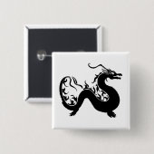 アジアのドラゴンのシルエット 缶バッジ (正面&裏面)