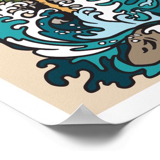 アジアのドラゴン対タイガー。グラフィックアート ポスター (角)