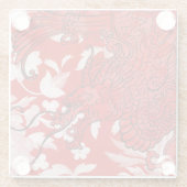 アジアのドラゴン – 赤と黒のフローラ ガラスコースター (裏面)