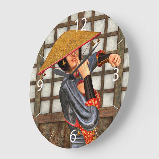 アジアのバトルウーマン ラージ壁時計 (傾斜)