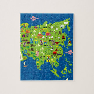 アジアのパズルの漫画の地図 ジグソーパズル
