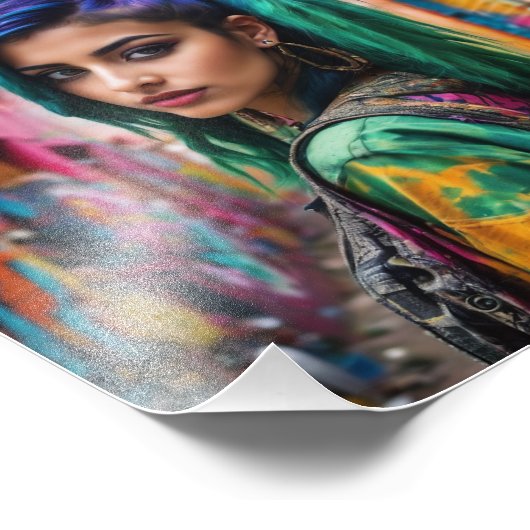 アジアのパンク数々のガールで髪とジャケット フォトプリント            (角)