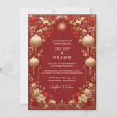 アジアのモダンフローラ中国のバイリン結婚ガル 招待状 (正面)