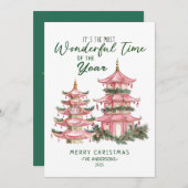 アジアのランタンクリスマスの素晴らしい時間 シーズンカード (正面/裏面)