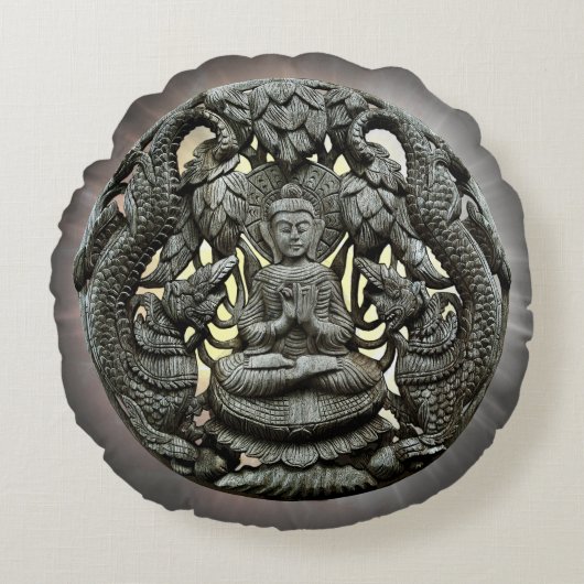 アジアの仏像 ラウンドクッション (正面)