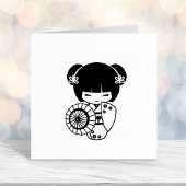 アジアの傘の女の子 – 着物の色を私 セルフインキングスタンプ