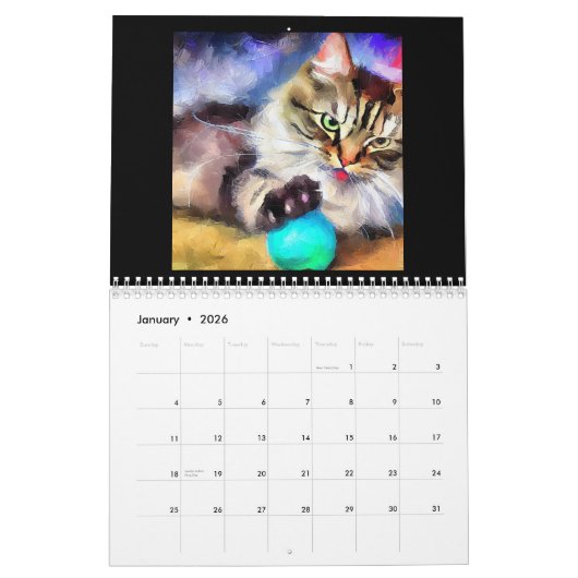 アジアの半長毛 カレンダー (1月 2026)