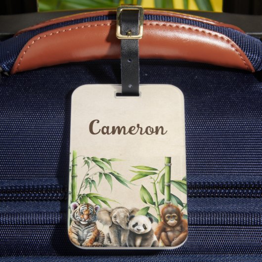 アジアの可愛らしい赤ちゃん動物 ラゲッジタグ (正面インサイチュ2)