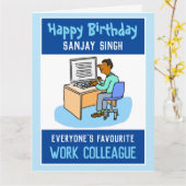 アジアの同僚へのハッピーバースデー カード (黄色い花)