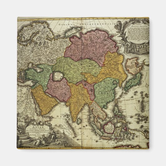 アジアの地図，ニュールンベルク， c.1730 マグネット (正面)