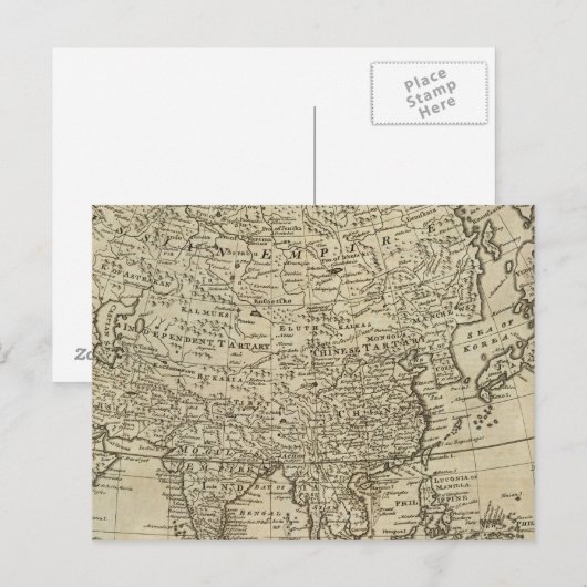 アジアの地図 ポストカード (正面/裏面)