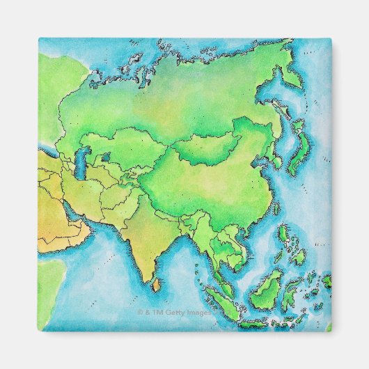 アジアの地図 マグネット (正面)