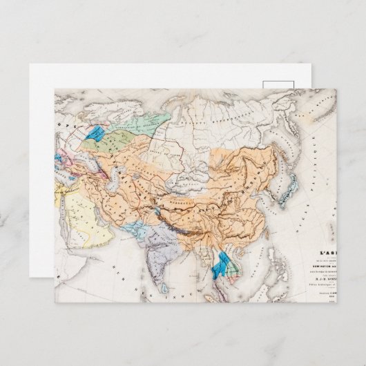 アジアの地図 Kublai Khanの時間 ポストカード (正面/裏面)