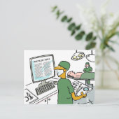 アジアの外科医が説明を確認。ユーモア ポストカード (スタンド正面)