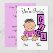 アジアの女の子のベビーシャワー招待状 カスタマイズしよう! 招待状 (正面/裏面)