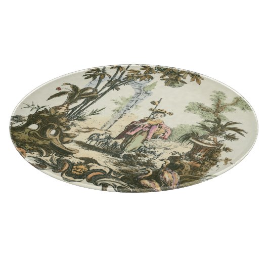 アジアの女性と動物の庭 カッティングボード (角)