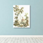 アジアの女性と動物の庭 キャンバスプリント (インサイチュ (ウッドフロア))