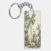 アジアの女性と動物の庭 キーホルダー (正面左)