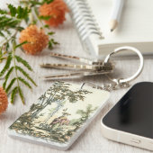 アジアの女性と動物の庭 キーホルダー (正面右)