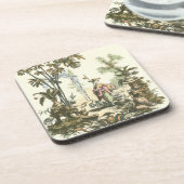 アジアの女性と動物の庭 コースター (左側)