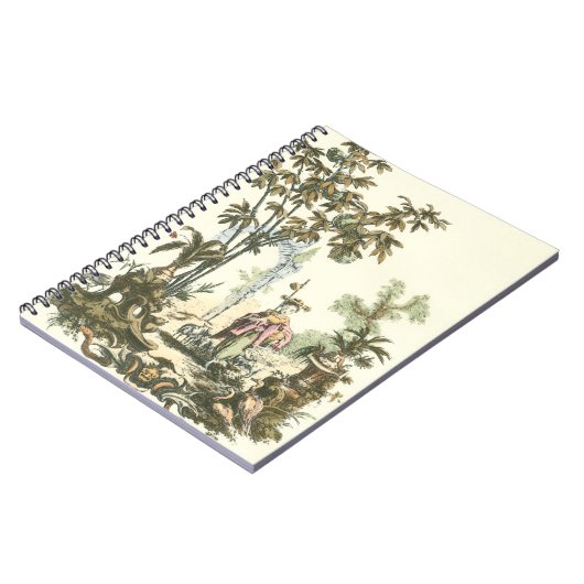 アジアの女性と動物の庭 ノートブック (左側)