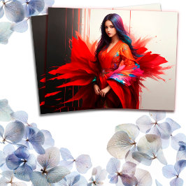 アジアの女性の着物のブルネットのデコーモダンル ポストカード