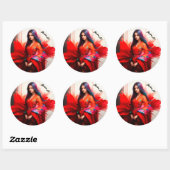 アジアの女性の着物のブルネットのデコーモダンル ラウンドシール (シート)