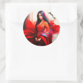 アジアの女性の着物のブルネットのデコーモダンル ラウンドシール (バッグ)