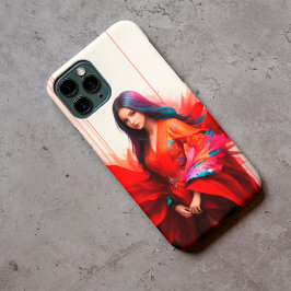 アジアの女性の着物のブルネットのデコーモダンル iPhone 11 ケース