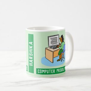 アジアの女性コンピュータープログラマーの名前。 コーヒーマグカップ