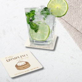 アジアの小さな餃子のかわいいベビーシャワー スクエアペーパーコースター