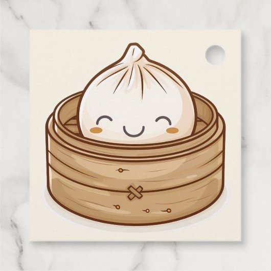 アジアの小さな餃子のかわいいベビーシャワー フェイバータグ (裏面)