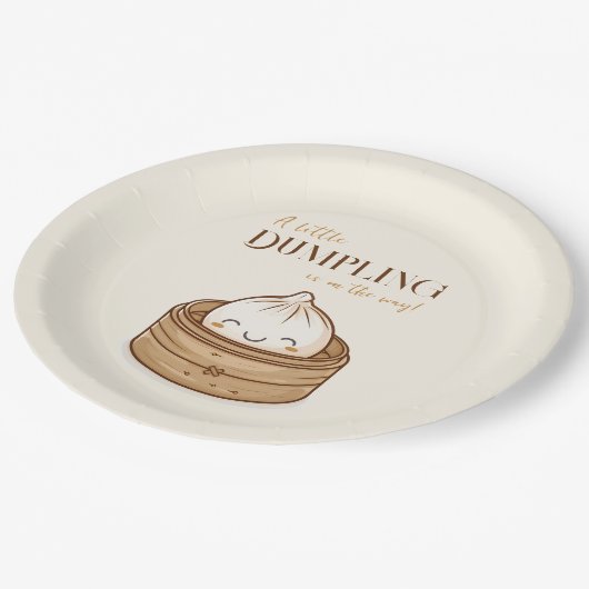 アジアの小さな餃子のかわいいベビーシャワー ペーパープレート (アングル)